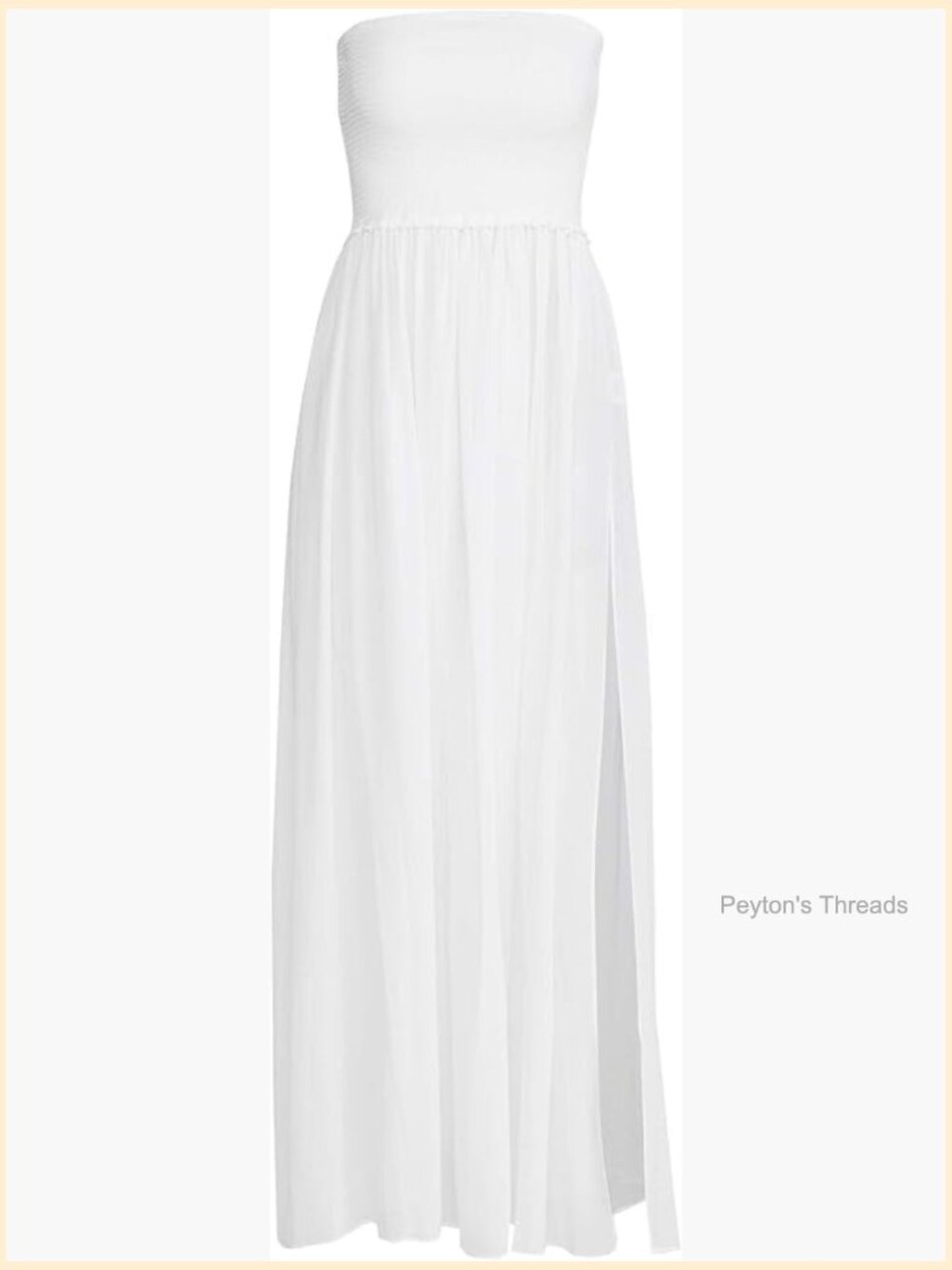 Smocked Strapless A-Line Maxi Dress with Ruffle Hem - Picture 1 of 7